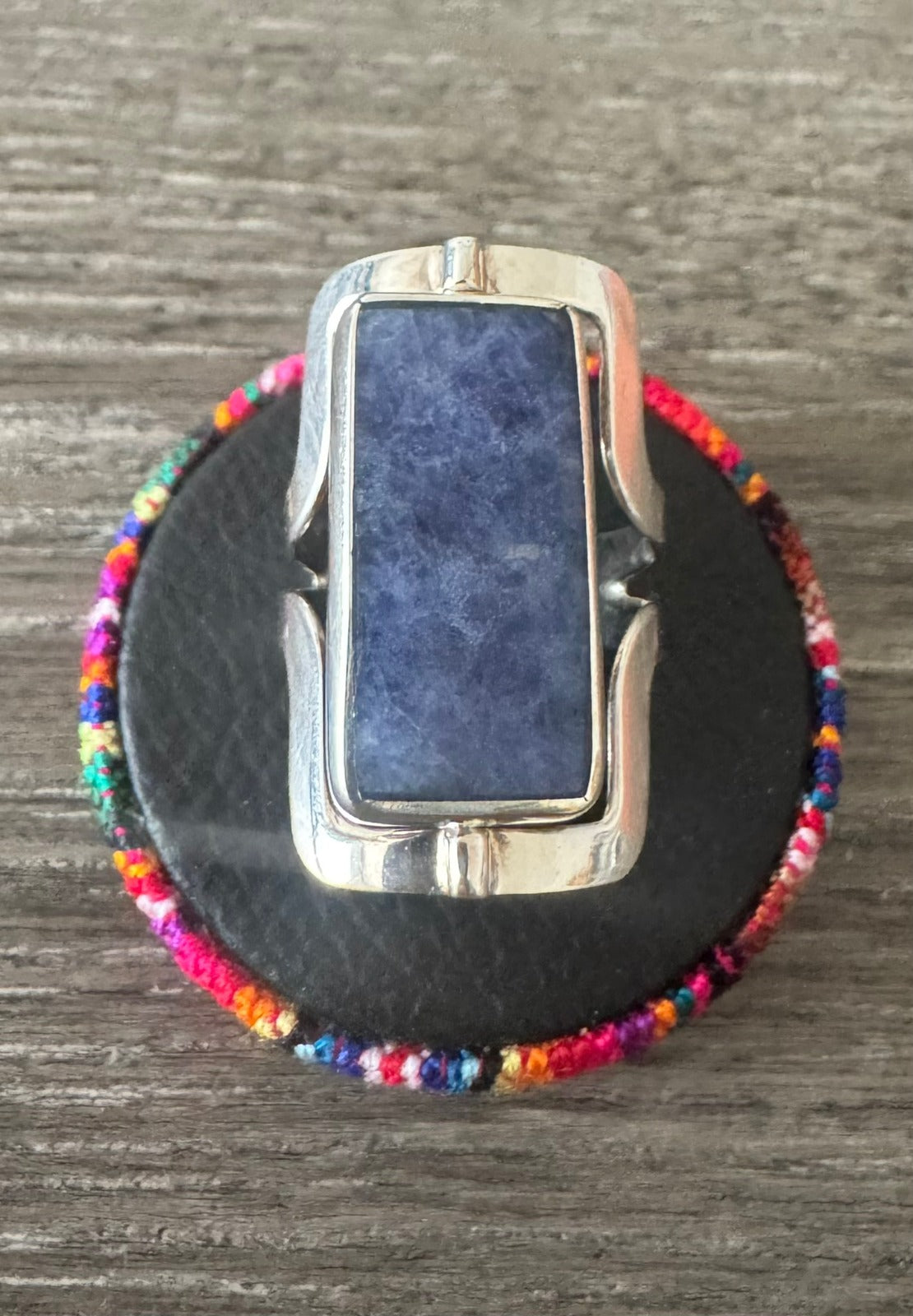 Jasper and Lapis lazuli reversible ring. Peruvian Sterling Silver 950.